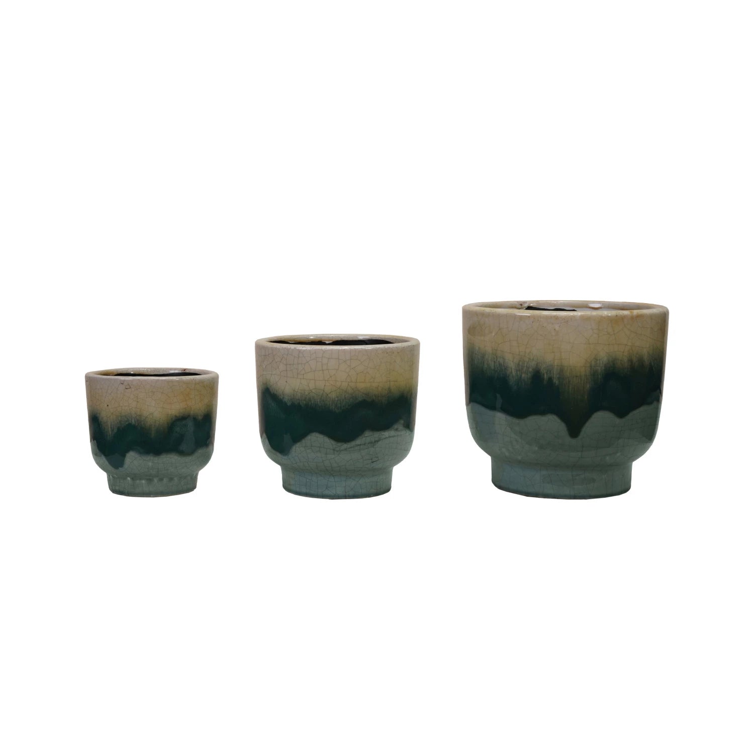 Terra-Cotta Planters in Reactive Crinkle Glaze (3 Sizes)