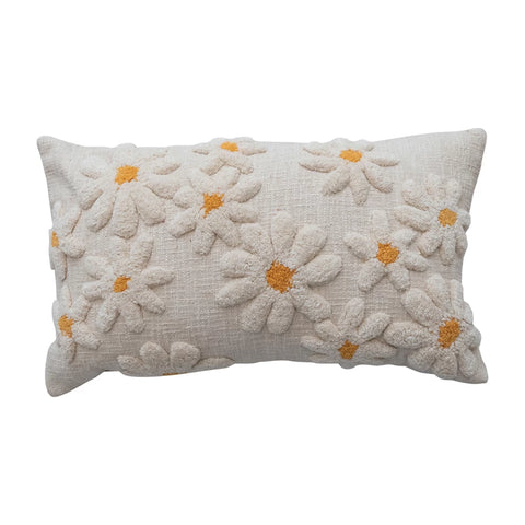 Lumbar Pillow w/ Tufted Flowers