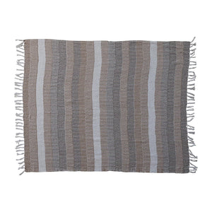 Woven Throw with Stripes & Fringe