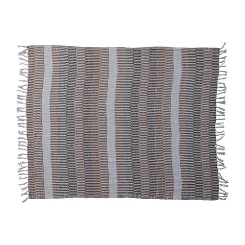 Woven Throw with Stripes & Fringe