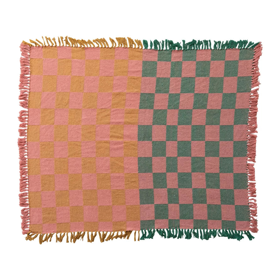 Woven Recycled Cotton Throw - Two Tone