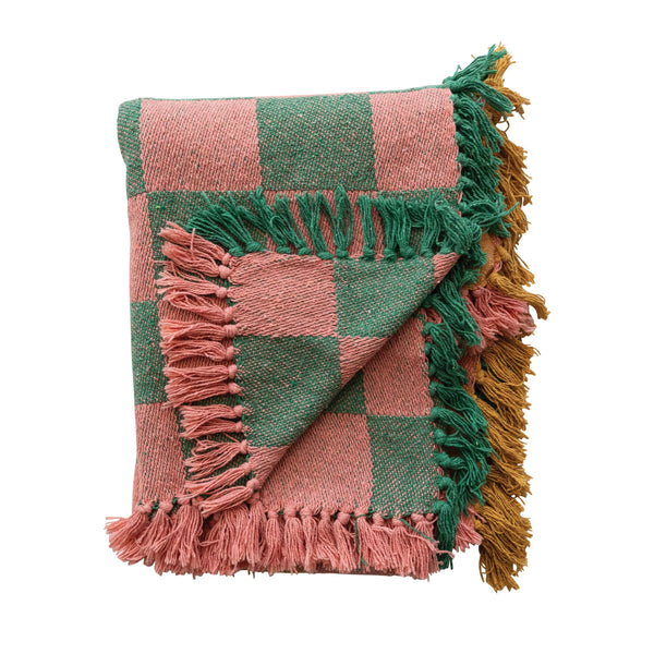 Woven Recycled Cotton Throw - Two Tone