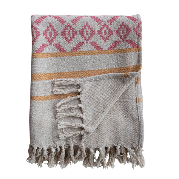 Woven Recycled Cotton Blend Jacquard Throw