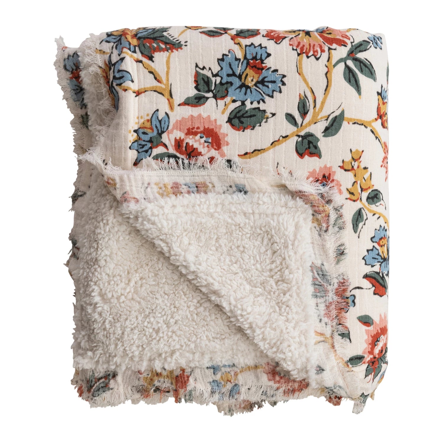 Floral Throw w/ Sherpa Lining