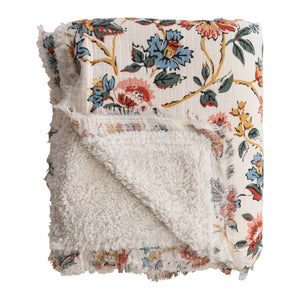 Floral Throw w/ Sherpa Lining