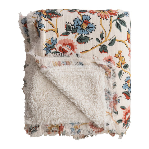 Floral Throw w/ Sherpa Lining