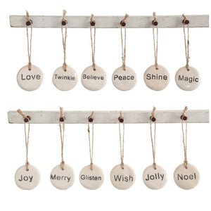 Tag Ornament with Holiday Word, 12 Styles