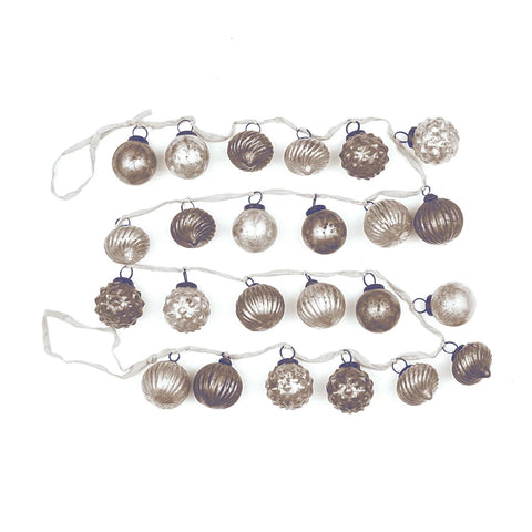 72"L Embossed Mercury Glass Ornament Garland | Cream