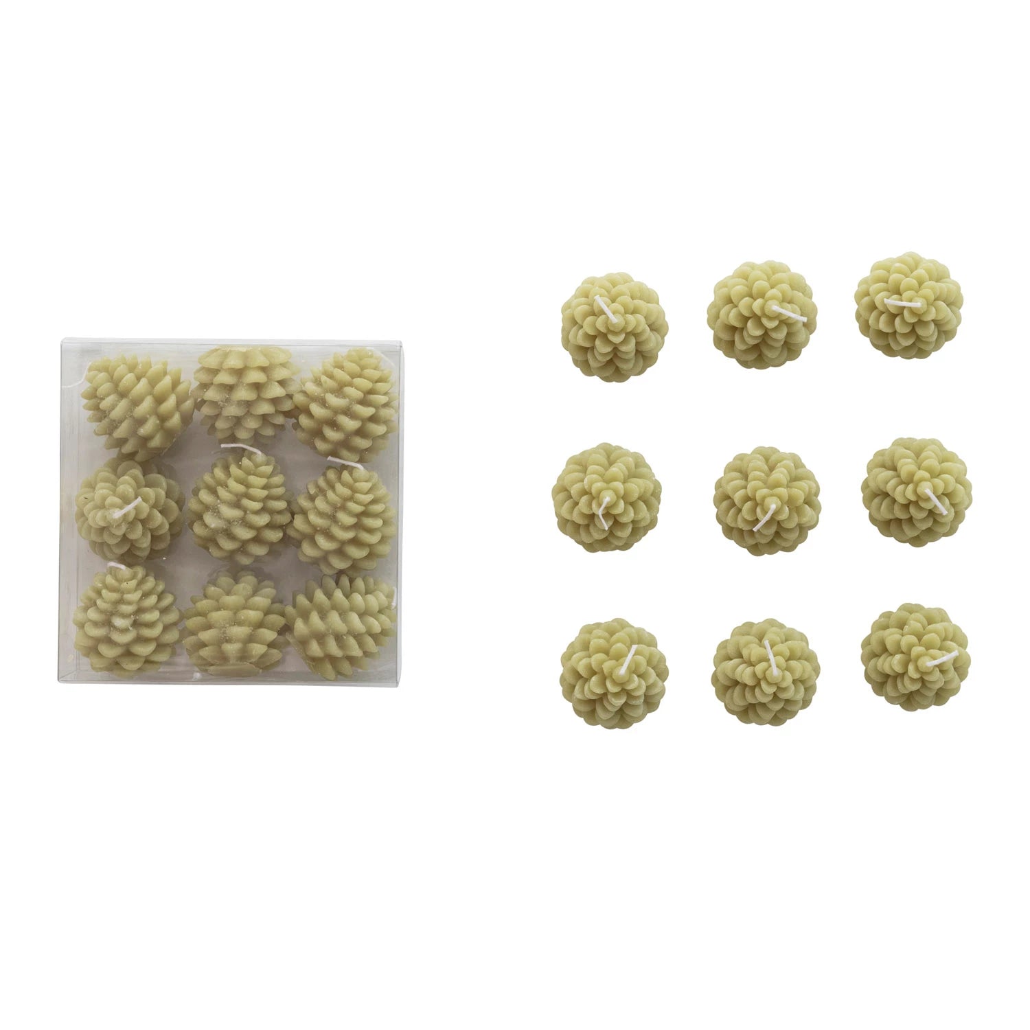 Unscented Pinecone Tealights, Set of 9