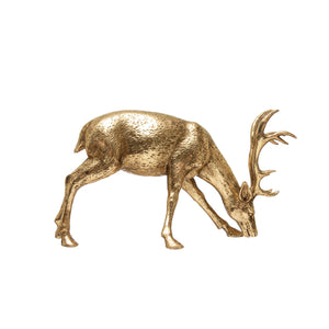 Resin Bowing Deer, Gold Finish
