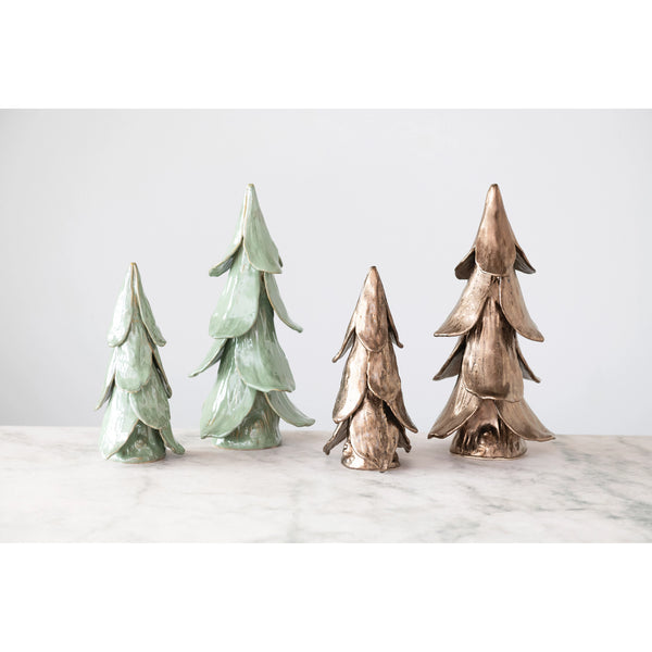 Handmade Stoneware Tree, Reactive Glaze, Mint Color