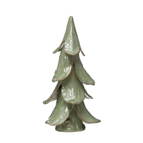 Handmade Stoneware Tree, Reactive Glaze, Mint Color