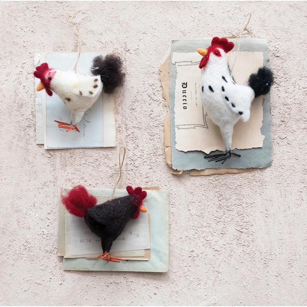 Wool Felt Hen/Rooster Ornament