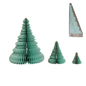 Folding Honeycomb Trees, Turquiose, Set of 3