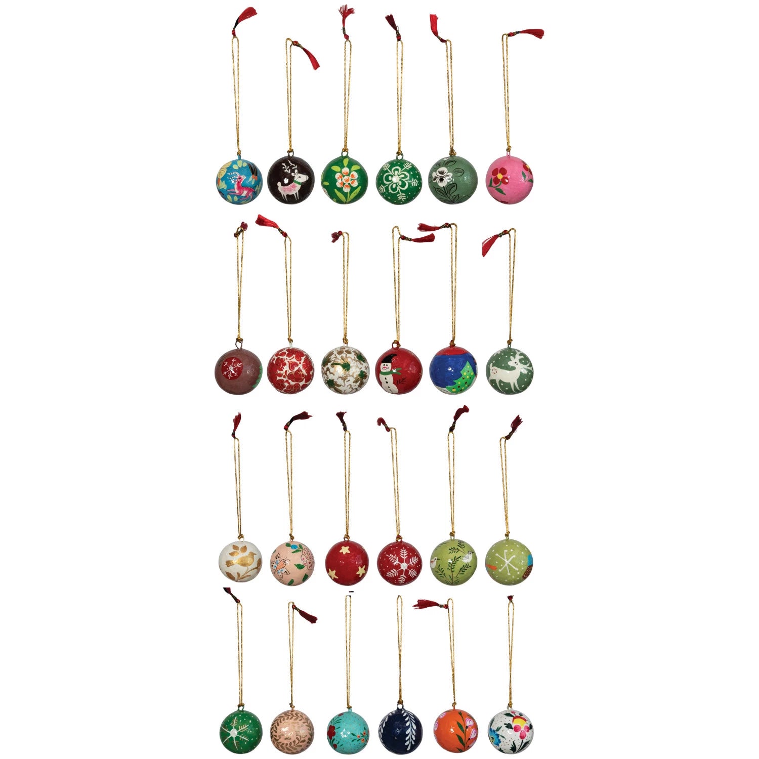 Paper Mache Ball Ornaments, Multi Color | Assorted