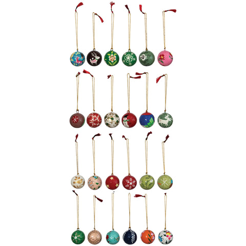 Paper Mache Ball Ornaments, Multi Color | Assorted