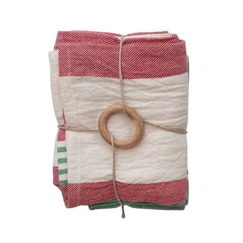Tea Towels w/ Red & Green Stripes