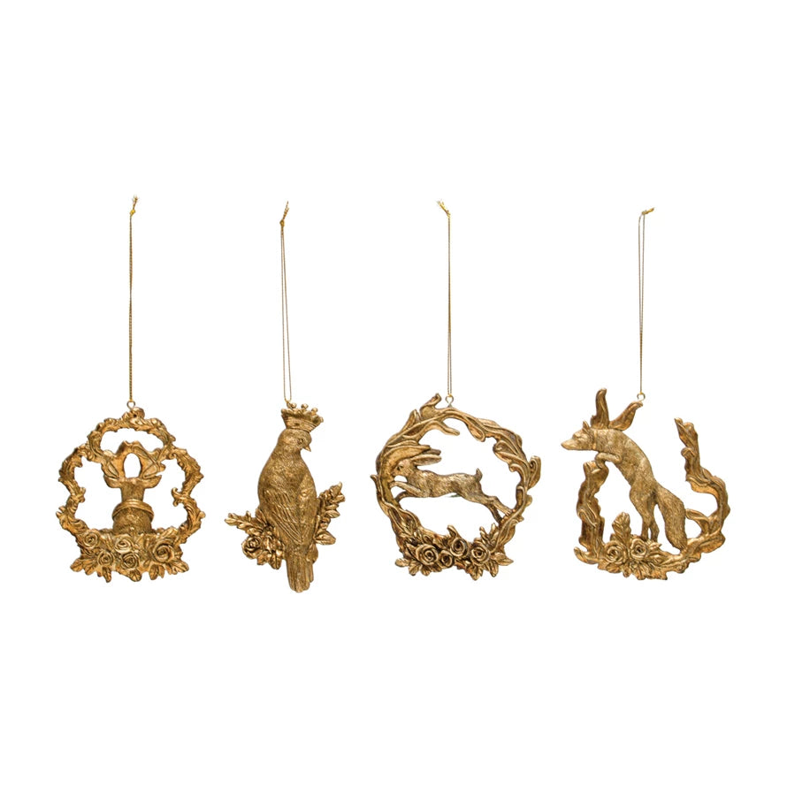 Resin Animal Ornament, Gold Finish, 4 Styles