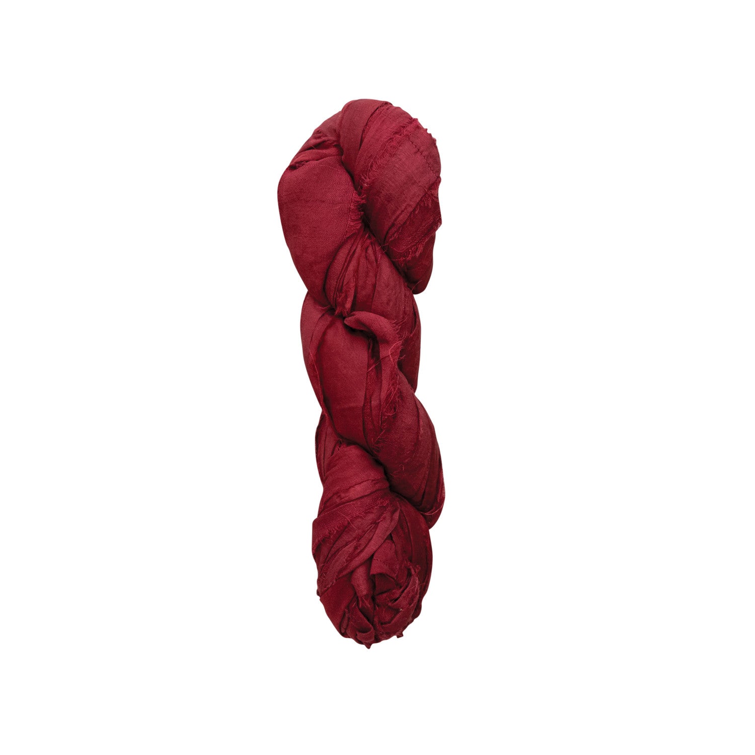 70-75 Yard Recycled Torn Silk Ribbon, Burgundy