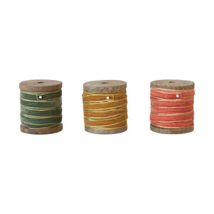 10 Yard Velvet Ribbon on Wood Spool | 3 Colors