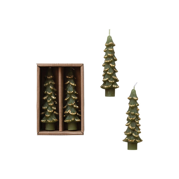 Small Unscented Tree Shaped Taper Candles, Set of 2