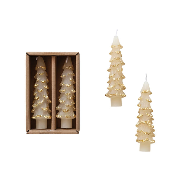 Small Unscented Tree Shaped Taper Candles, Set of 2