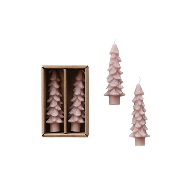 Small Unscented Tree Shaped Taper Candles, Set of 2