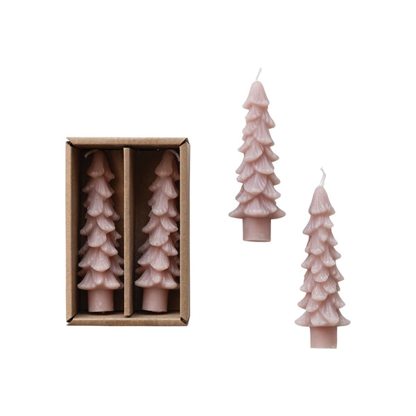 Small Unscented Tree Shaped Taper Candles, Set of 2