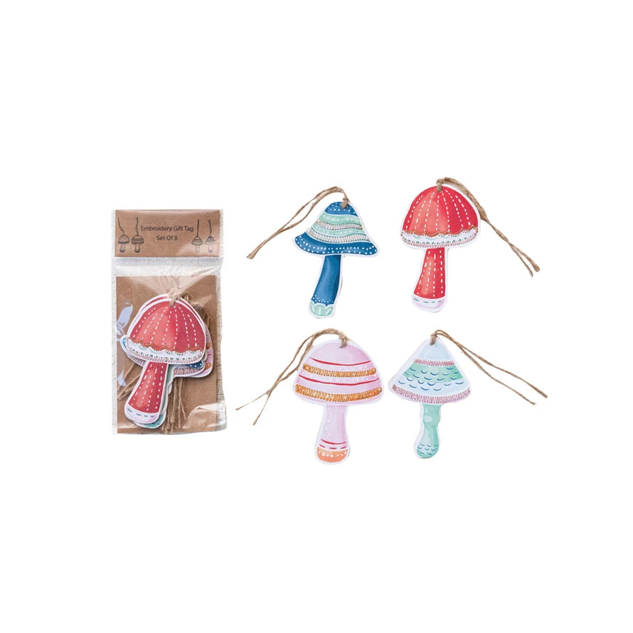 Mushroom Gift Tags/Ornaments,4 Styles | Set of 8