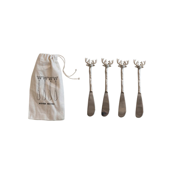 Stainless Steel Utensils w/ Reindeer Handles