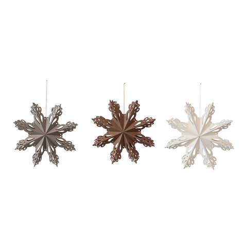 9" Recycled Paper Folding Snowflake Ornament, 3 Colors