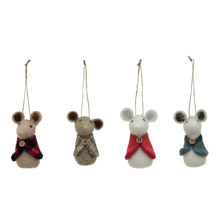 Handmade Wool Felt Mouse in Cape Ornament | 4 Colors