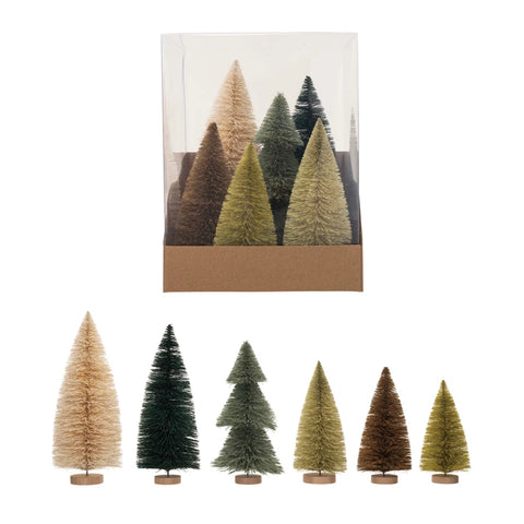 Sisal Bottle Brush Trees | Set of 6 | Assorted