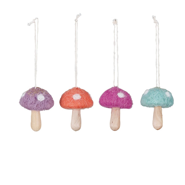 Wool & Wood Mushroom Ornament | 4 Colors