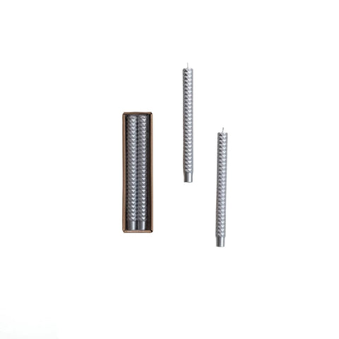Silver Faceted Taper - Set of 2