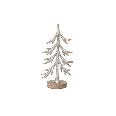 Cast Aluminum Tree with Mango Wood Base