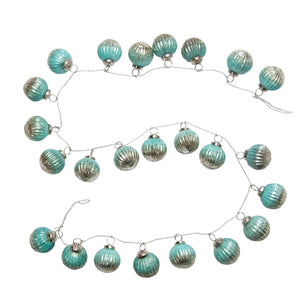 Mercury Glass Ball Ornament Garland - Aqua