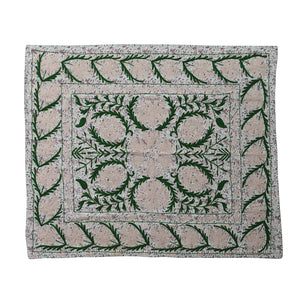Voile Printed Throw & Hand-Embroidered Kantha Stitch