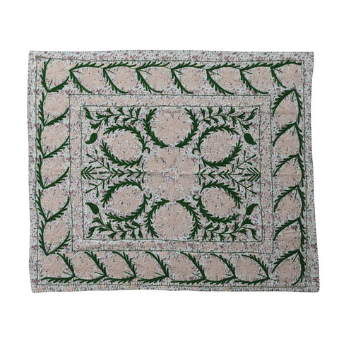 Voile Printed Throw & Hand-Embroidered Kantha Stitch