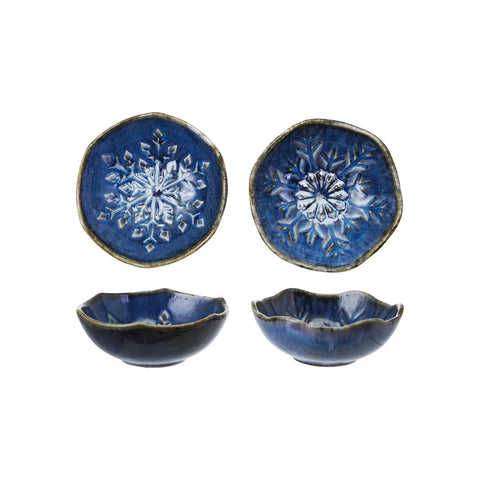 Debossed Snowflake Organic Shaped Bowl