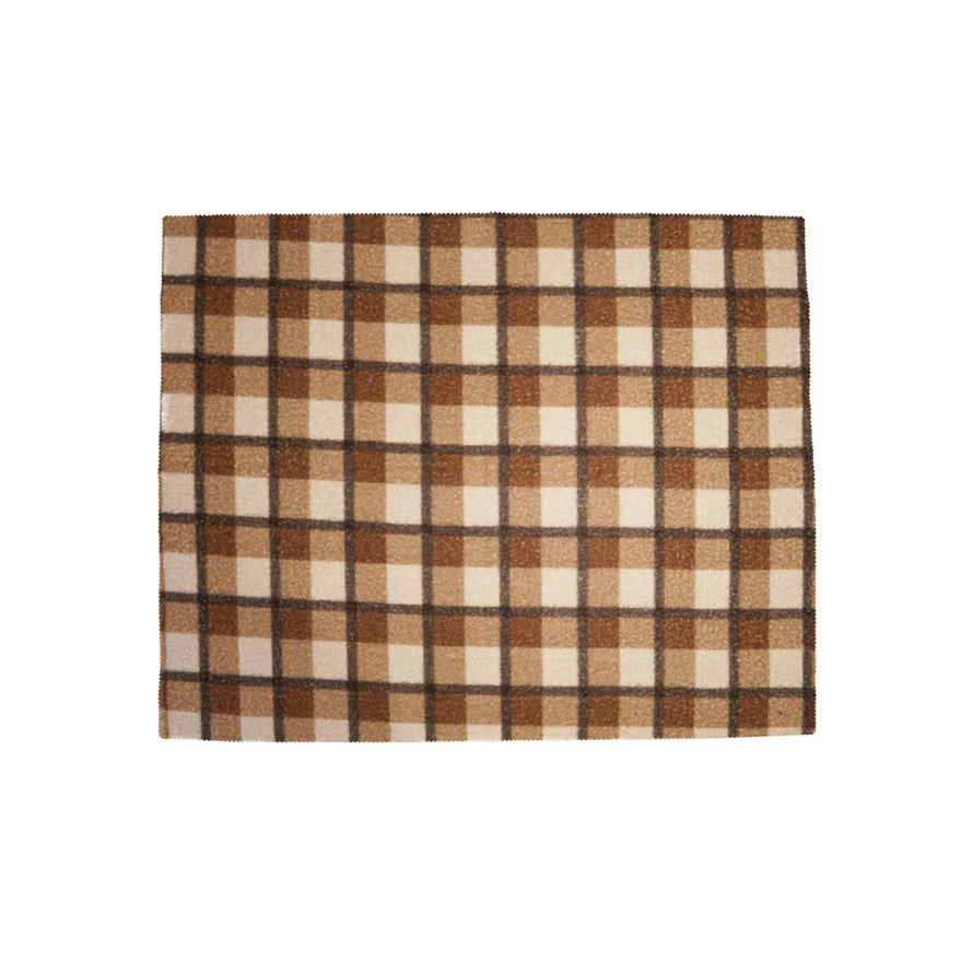 Faux Sherpa Throw, Brown Plaid
