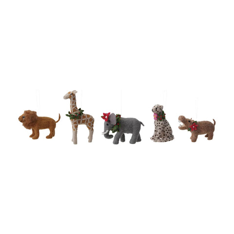 Handmade Wool Safari Animal Ornament
