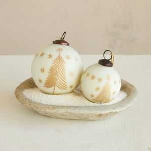 Hand-Painted Glass Ball Ornament, Trees and Stars