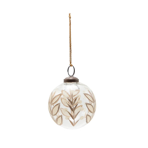 Hand-Painted Glass Ornament - Botanical