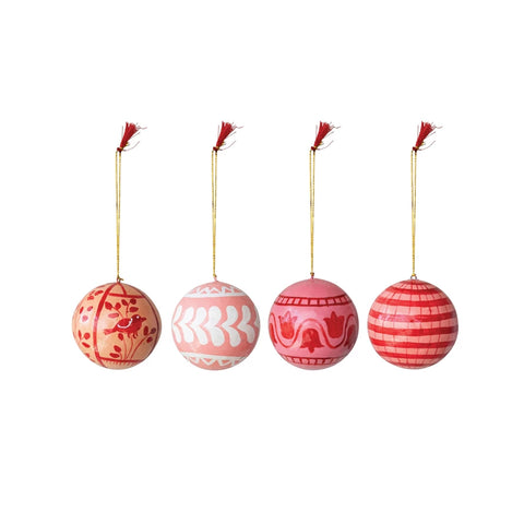 Hand-Painted Paper Mache Ornament w/ Design & Tassel