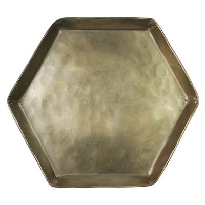 Tulum Tray, Hexagonal Brass Large