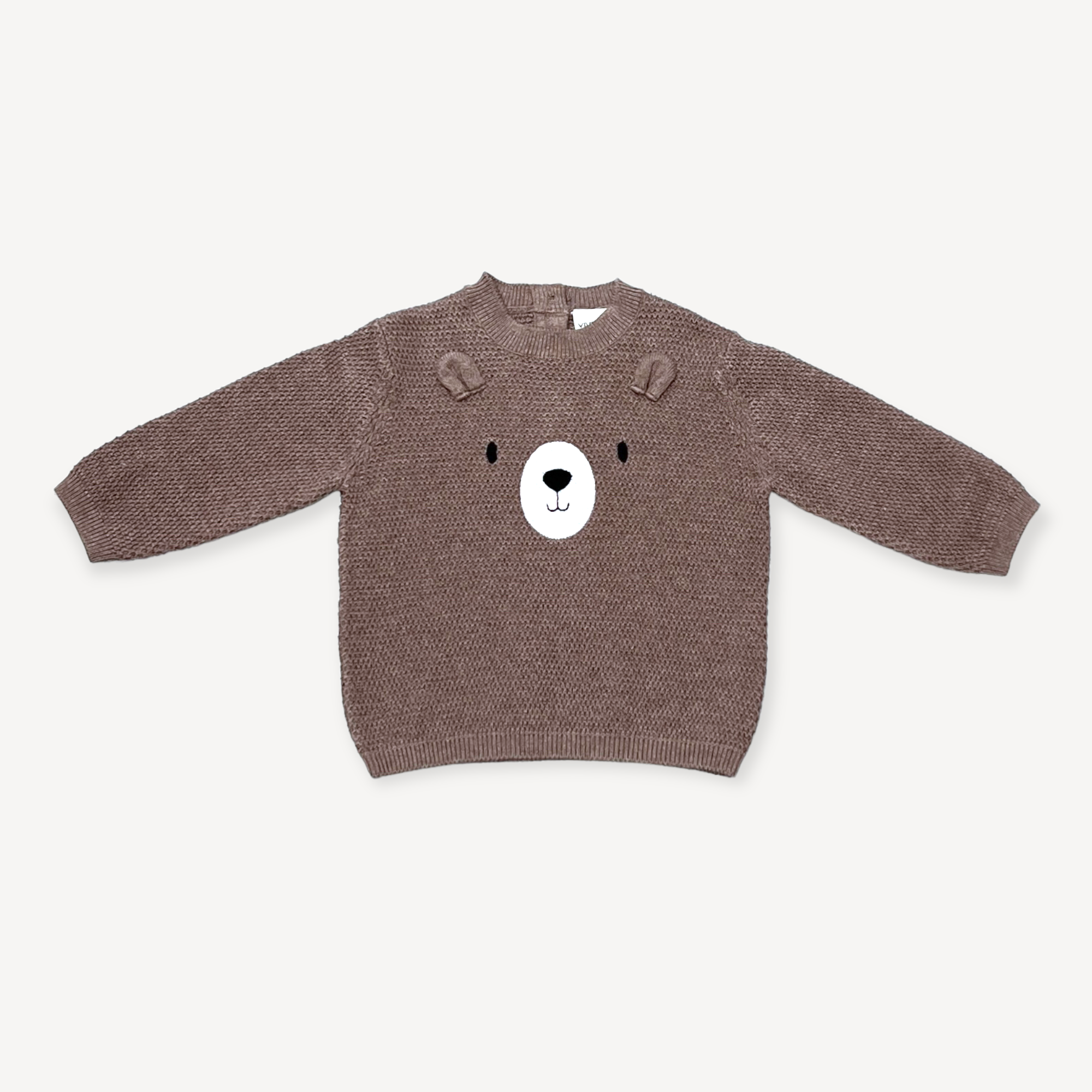 Bear Embroidered Knit Baby Pullover Sweater (Organic)