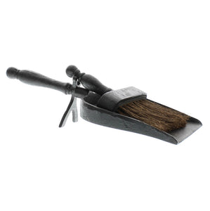 Fireplace Dust Pan with broom, Cast Iron