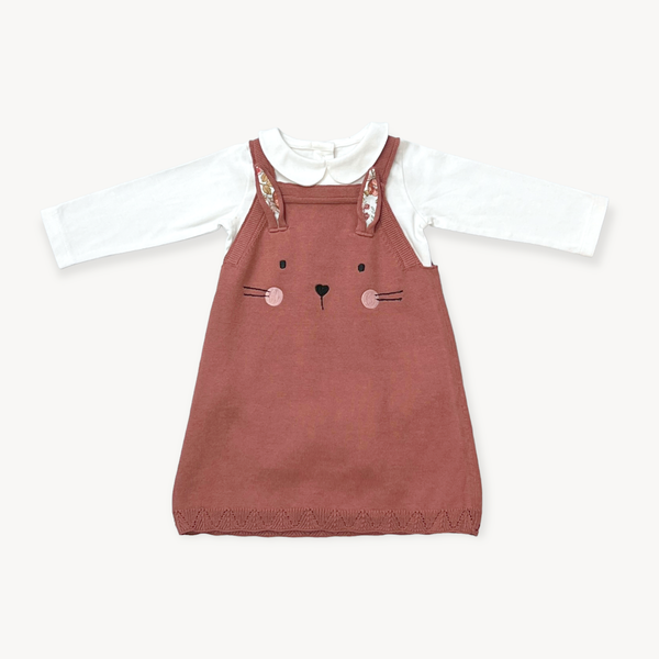 Bunny Ruffle Baby Girl Tunic Knit Dress Set (Organic)