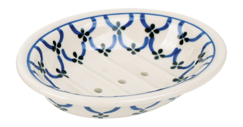 Blue/White Oval Ceramic Soap Dish